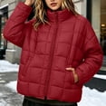 thumbnail image 6 of Mifsaly Quilted Puffer Jacket for Women Stand Collar Zip Up Long Sleeve Oversized Lightweight Winter Coat Fall Cold Weather Casual Warm Outerwear with Pockets Red,S, 6 of 8