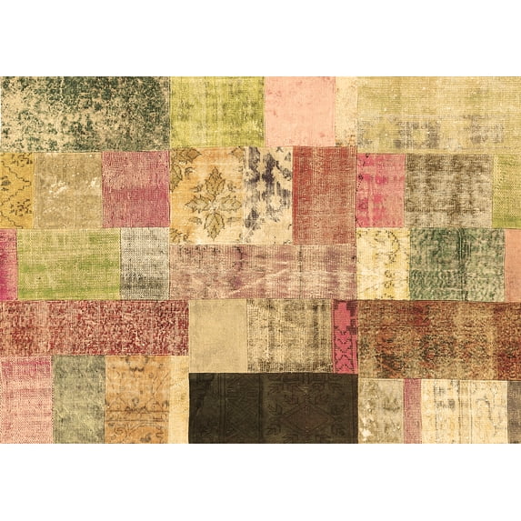 Ahgly Company Indoor Rectangle Patchwork Brown Transitional Area Rugs, 2' x 3'