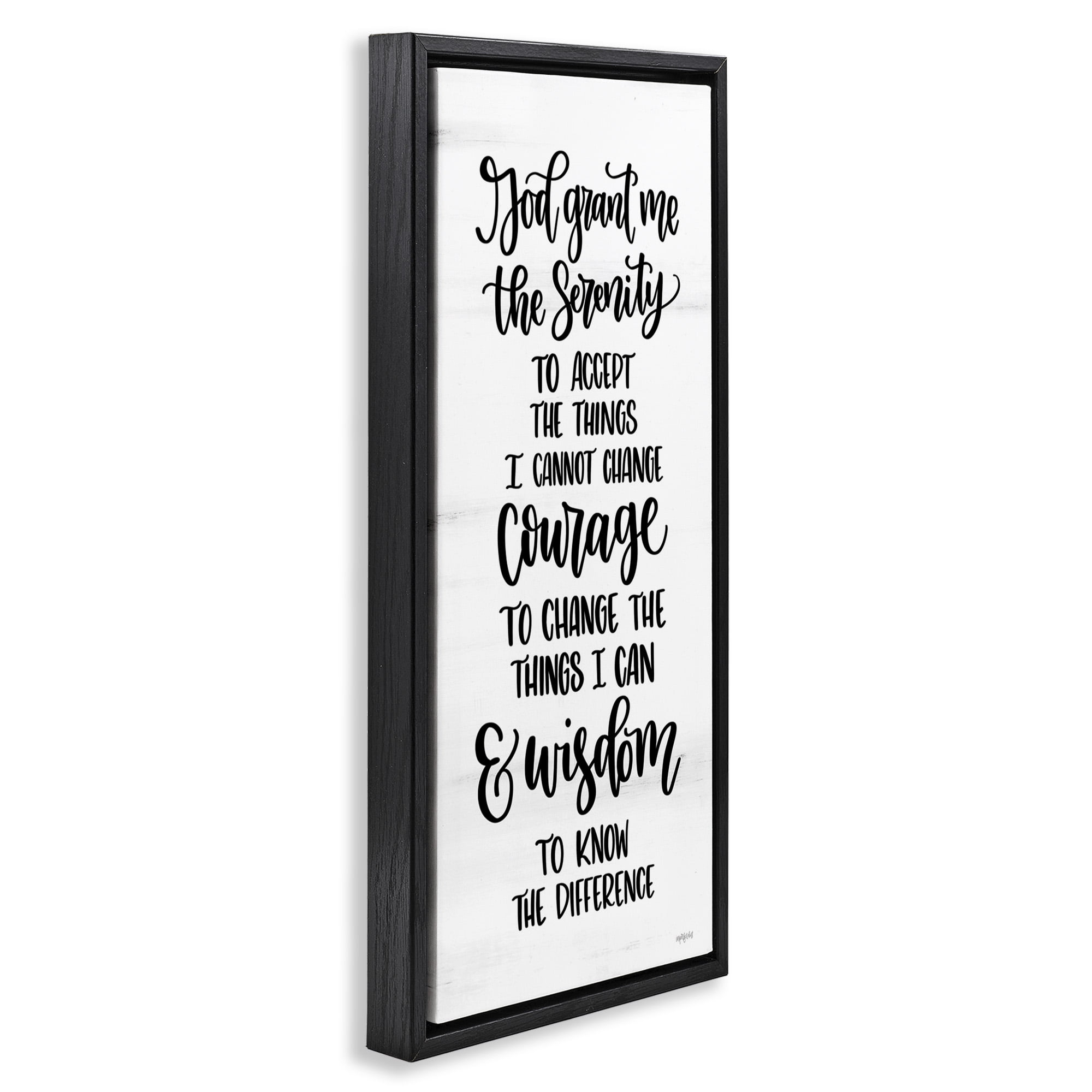 Stupell Industries Religious Serenity Courage & Wisdom Religious Painting Black Floater Framed Canvas Art Print Wall Art, 11 x 25