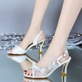 thumbnail image 4 of Vedolay Platform Shoes Women's Open Toe Ankle Strap Glitter Low Wedge Casual Sandals,White 6.5, 4 of 5