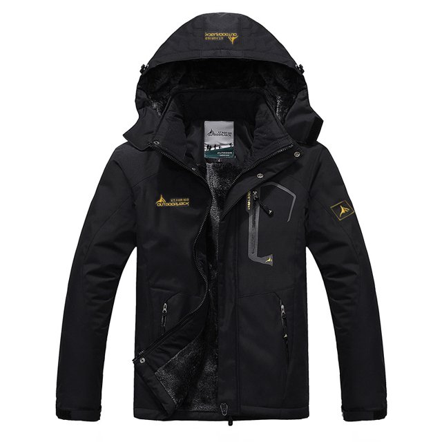 Chaqueta de esquí para hombre Cálido abrigo de nieve de invierno Cortavientos de montaña Chubasquero con capucha BANYUO Hogar
