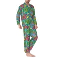thumbnail image 2 of Naloa Turtles Men’s Pajamas Set - Long Sleeve Button Down Sleep Shirt and Pajama Bottoms Sleepwear Set-Medium, 2 of 7