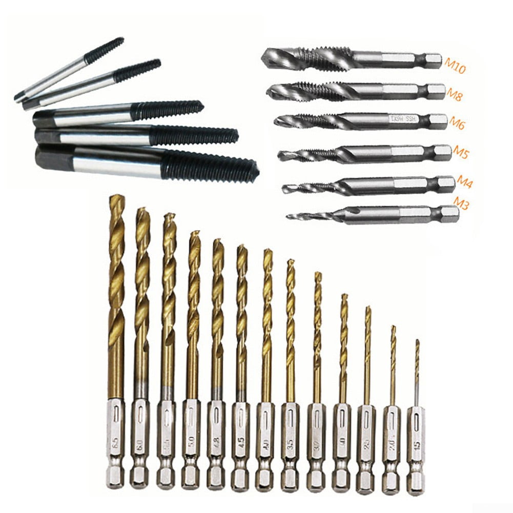 6x Broken Screw Extractor Remover Set Speed Out Drill Bit And Flexible Shaft 