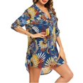 thumbnail image 5 of Beach Cover-Up V-Neck Shirt with Bikini-Friendly Design, Long Sleeve Swimwear Top in Quick-Dry Fabric for Poolside & Resort Wear,Navy XL, 5 of 5