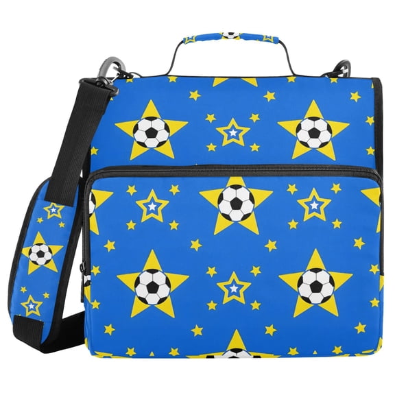3 Ring Zipper Binder with Shoulder Strap Waterproof Trapper Keeper 2 Inch D-Ring 500 Sheets Capacity Soccer and Star
