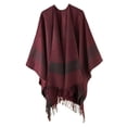 thumbnail image 3 of Women Cloak Shawl Cardigan Shawl Color Blocking Striped Windproof Warm Fashionable for Autumn Spring Winter, 3 of 3