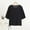 Black, variant on Qulqfy Women 3/4 Sleeve Shirts Cute Crew Neck Petite Black Shirts Drawstring Plain Tees for Women S