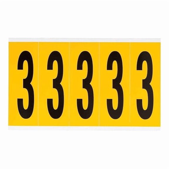 Brady Number Label, 3, 5in.Hx1-3/4in.W, Vinyl 1560-3
