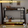 thumbnail image 3 of Fabato Litera Doble con Luz LED y Dos Cajones de Almacenamiento - Base Cama Individual arriba y Base Cama Matrimonial abajo - Estación de Carga con 1 Puerto USB y 1 Puerto C, 3 of 6