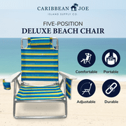 Caribbean Joe 5 Position Reclining Beach Chair, Blue Yellow Stripes