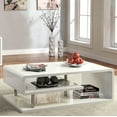 thumbnail image 4 of Wooden Coffee Table with Curling Shelf and Metal Poles, White, 4 of 6