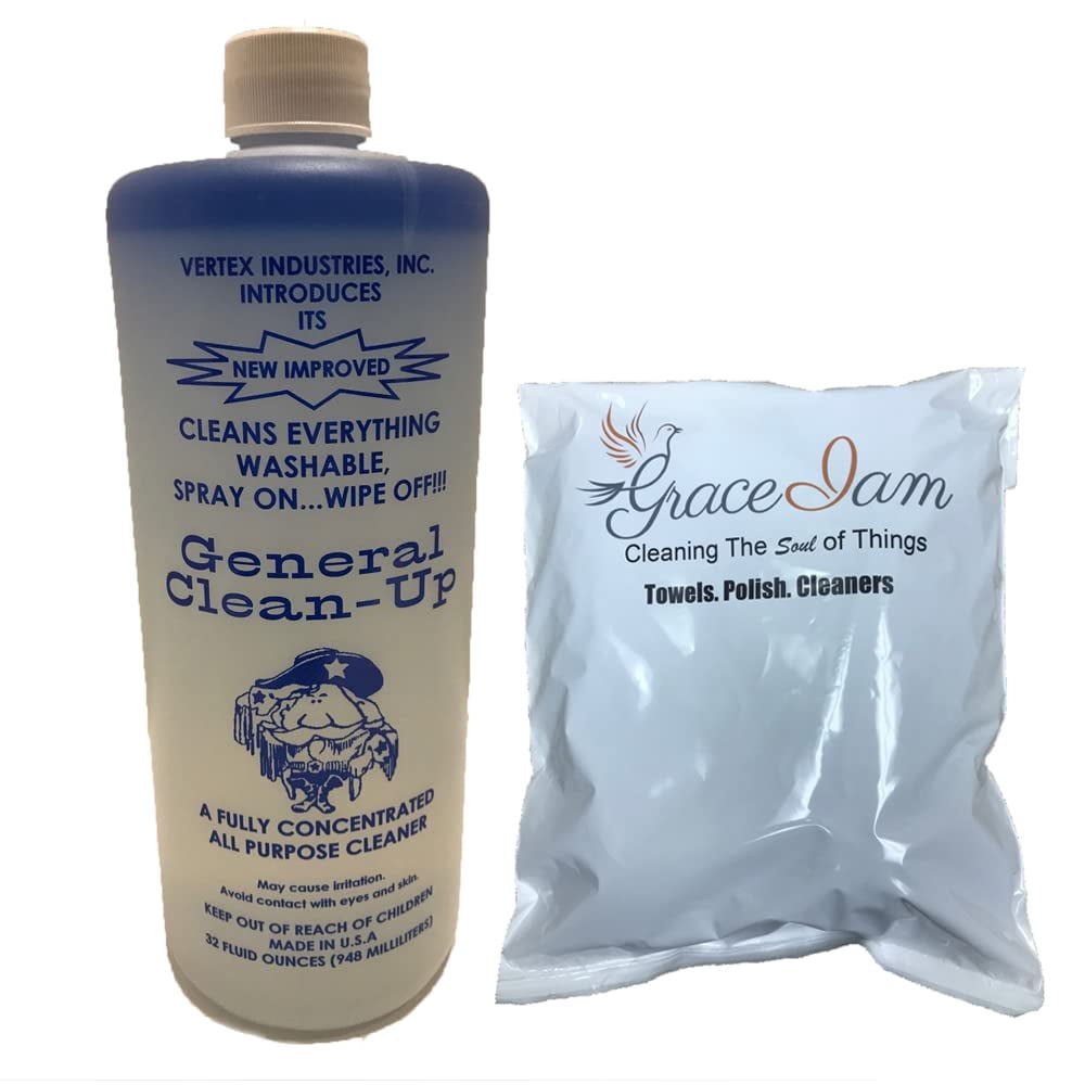 General Clean-up All Purpose Cleaner For Dirtiest, Smelliest, Most Frustrating Cleaning Jobs 32oz + GRACE-I-AM Large Cleaning Cloth