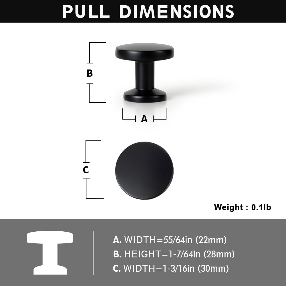 Goo-Ki Set of 12 Sleek Matte Black Cabinet Knobs with Cylindrical Stem, Modern Kitchen Drawer Handles Minimalist Dresser Hardware