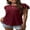 Wine Red, variant on Anyjoin Women's Summer Tunic Tops Ruffle Short Sleeve Casual Shirts