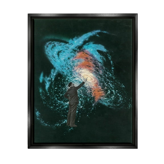 Stupell Industries Vivid Nebula Collage Surreal Person Graphic Art Jet Black Floating Framed Canvas Print Wall Art, Design by Matheus Lopes Castro