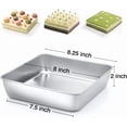 thumbnail image 2 of 8 Inch Square Baking Pan, Square Cake Brownie Pan Stainless Steel for Wedding Christmas Party, Healthy & Non Toxic, Sturdy & Brushed Surface, Dishwasher Safe, 2 of 7