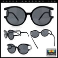 thumbnail image 3 of Womens Unique U Arm Round Exposed Lens Minimal Designer Sunglasses All Black, 3 of 8