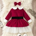 thumbnail image 5 of Wancir Toddler Baby Girl Christmas Dress Santa Claus Red Velvet Dress Long Sleeve Furry Princess Dress with Headband Outfit, 5 of 8