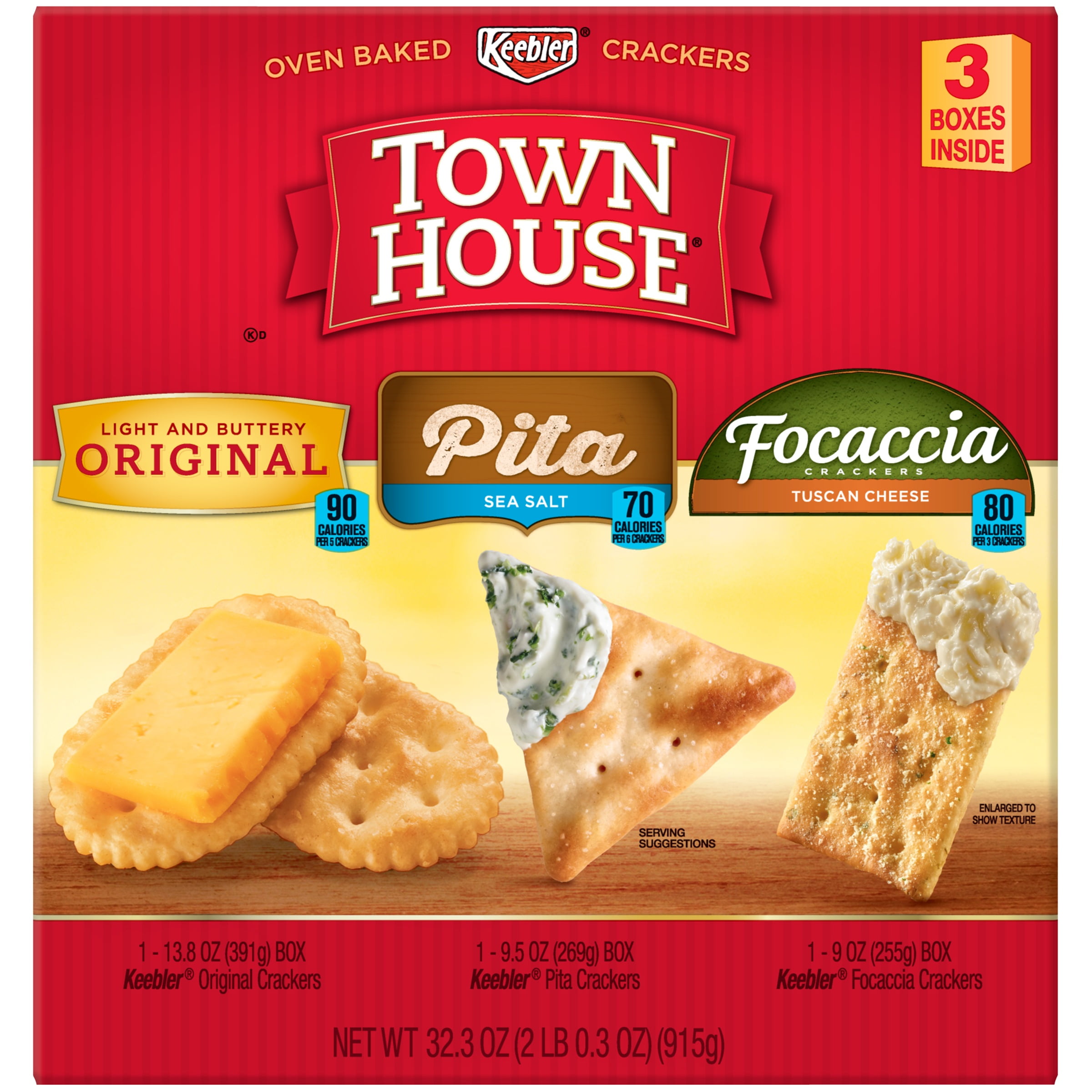 Keebler, Town House Snack Crackers, Variety Pack, 32.3 oz (3 Count
