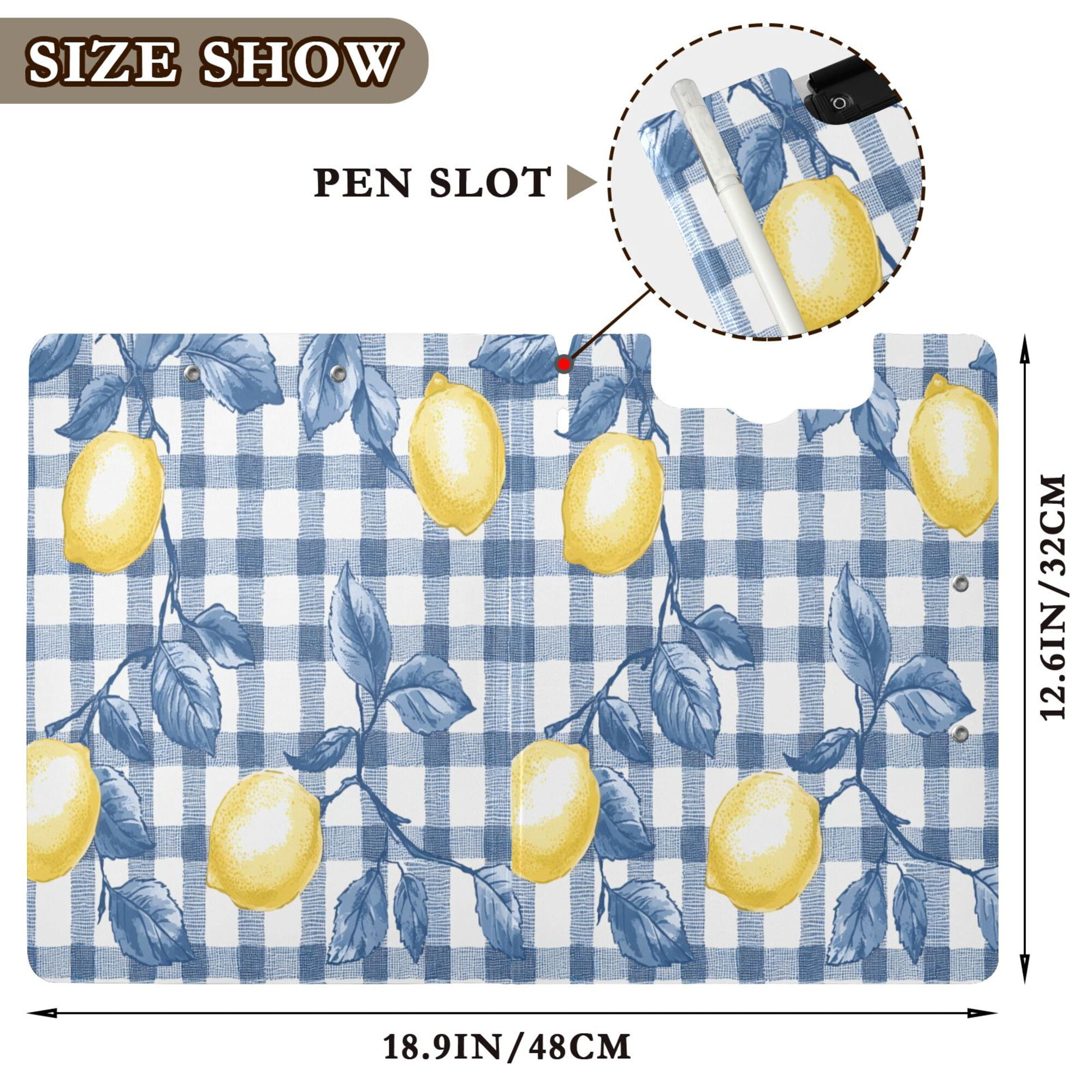 FORMRS A4 Clipboard Folder with Pen Holder Horizontal Foldable School Office Binder, Light Lemon