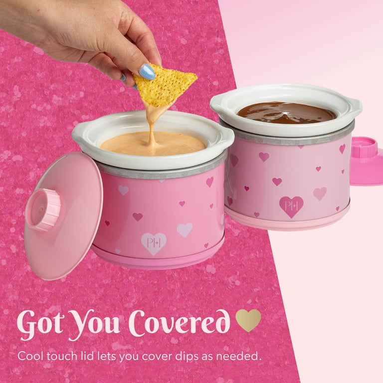 Paris Hilton, Mini Dip Warmer, 0.65 Qt Heart Set of 2, Pink