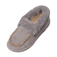 thumbnail image 6 of Loafers for Women Plush Warm Winter Casual Flat Shoes Suede Round Toe Comfortable Thick Soft Sole Walking Shoes Gray Size 9.5, 6 of 6
