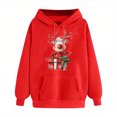 thumbnail image 5 of Feancey Merry Christmas Cute Hoodies for Women Funny Reindeer Print Pullover Tops Drawstring Long Sleeve Fleece Hooded Sweatshirts with Pocket Red XXL, 5 of 7
