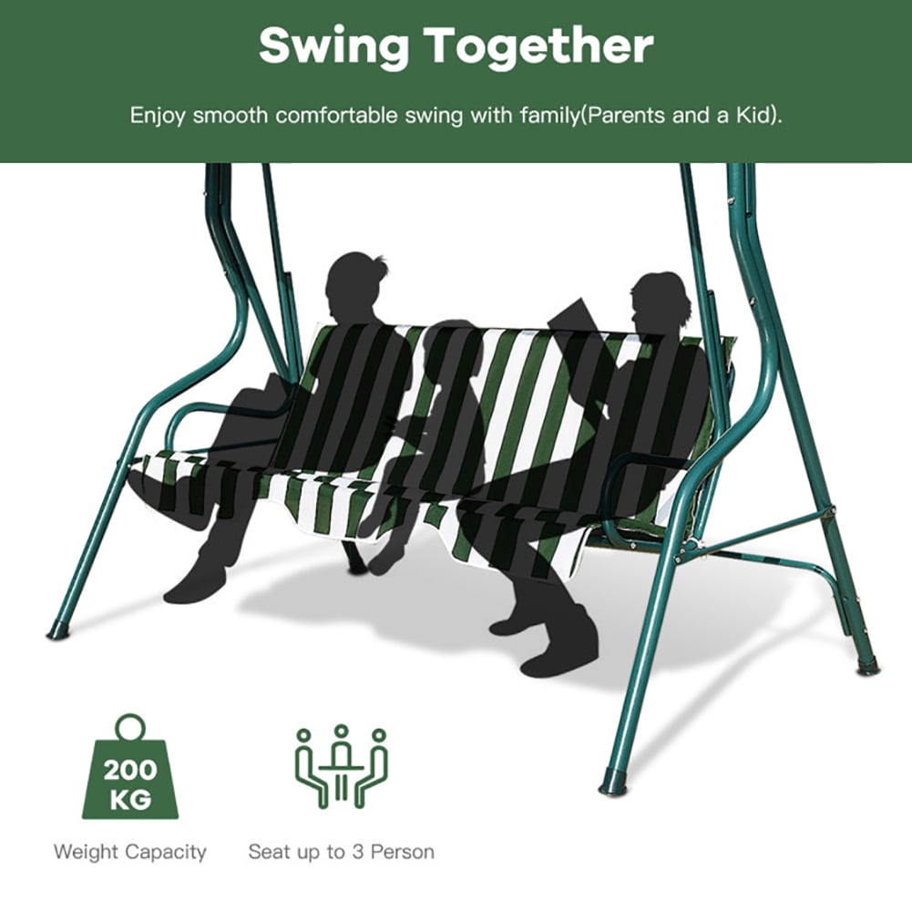 Aimee Lii 3 Seats Patio Canopy Swing, Swing Chair Outdoor, Green Aimee Lii 3 Seats Patio Canopy Swing, Swing Chair Outdoor, Green