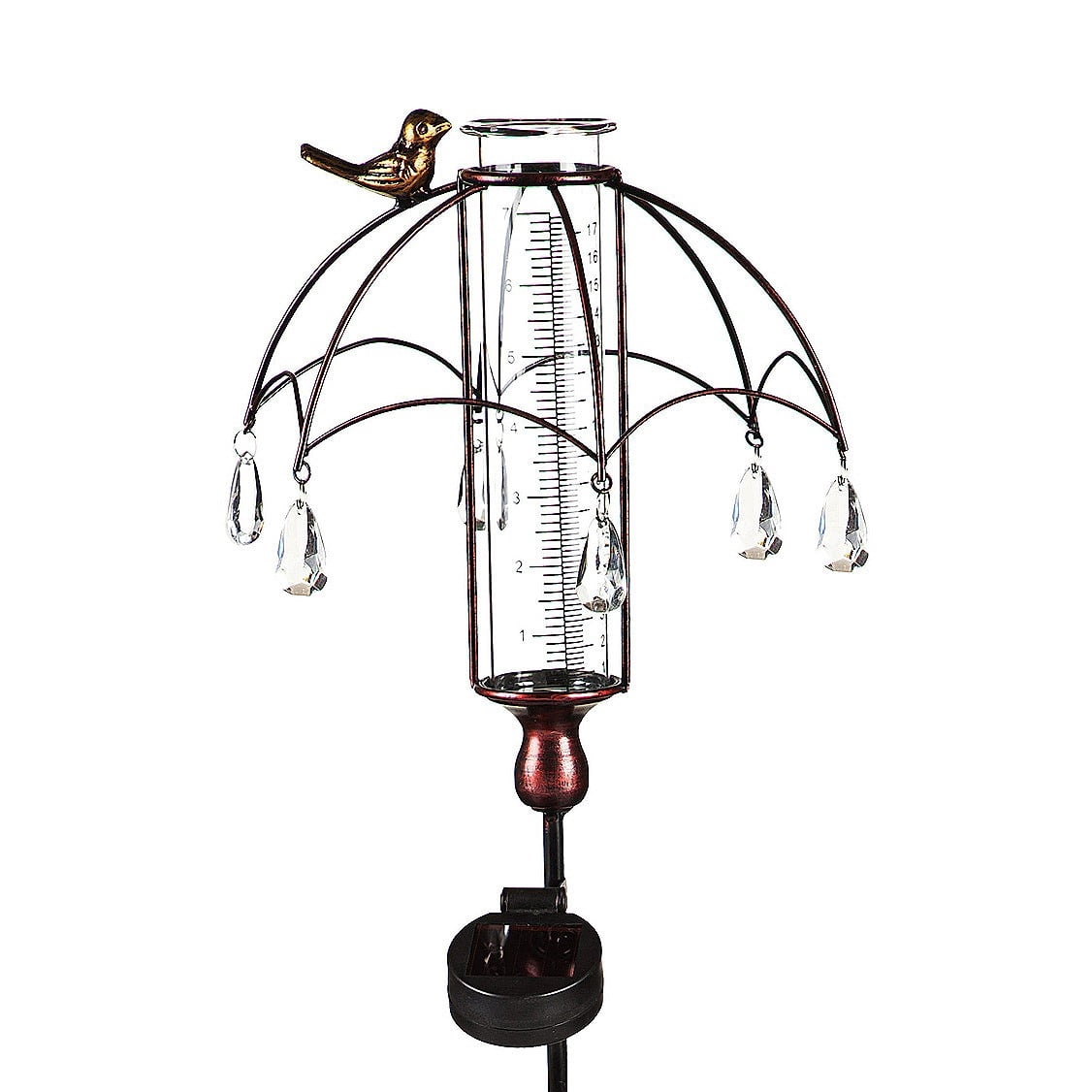 36" Solar Rain Gauge with Umbrella Embellished Design