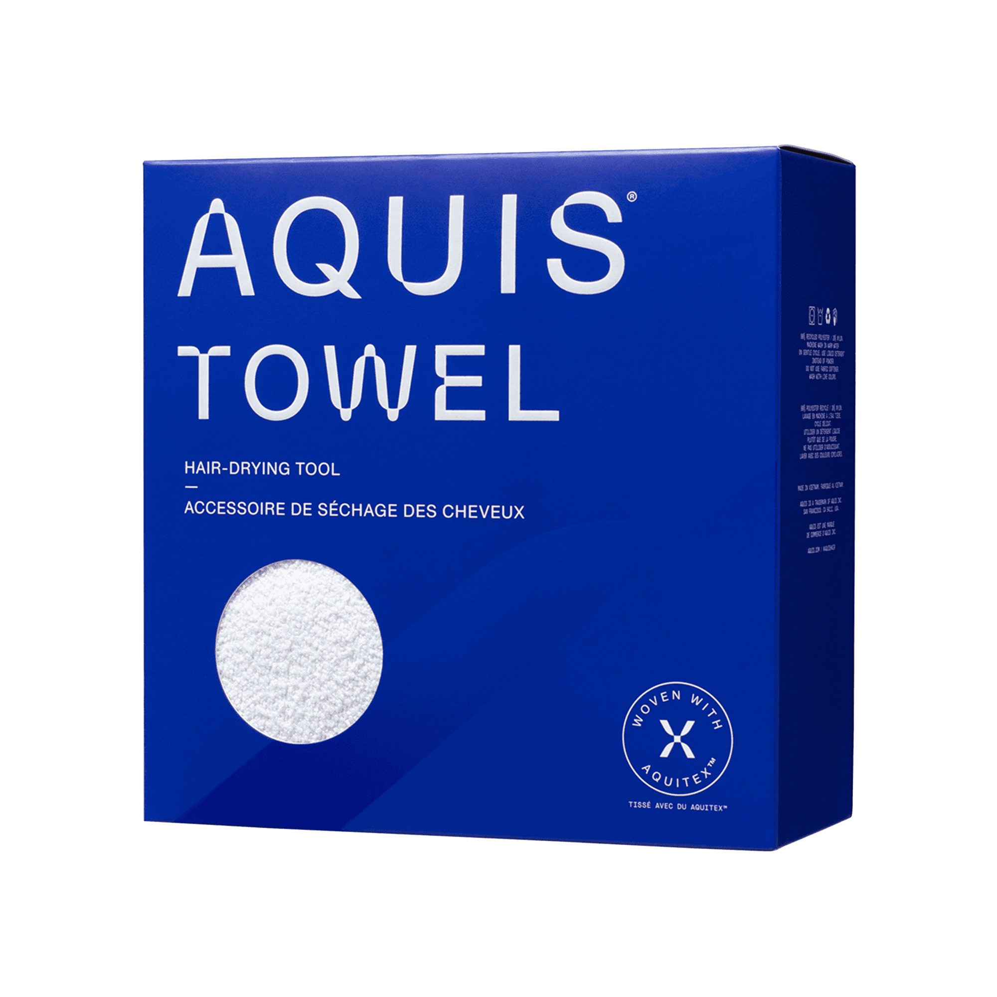 AQUIS Towel Hair-Drying Tool, Water-Wicking, Ultra-Absorbent Recycled Microfiber, Whitecap