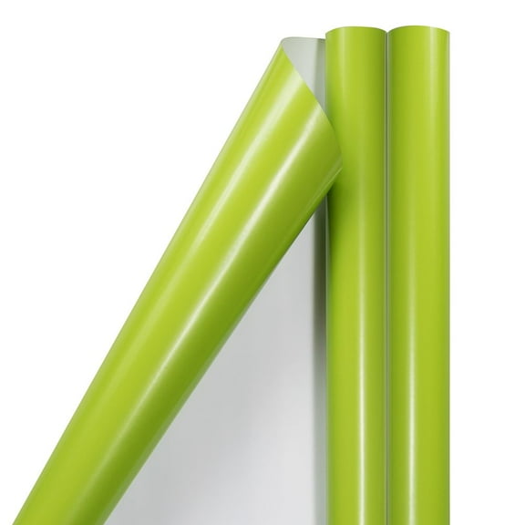 JAM Paper Lime Green Glossy Wrapping Paper, All Occasion, 25 Sq. ft, 2 per Pack