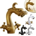 thumbnail image 2 of QHUDLV Copper European Antique Golden Faucet, Bathroom Mixer Tap, Single Hole Design for Modern Bathrooms, 2 of 9
