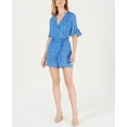 thumbnail image 3 of Maison Jules Women’s Printed Surplice Rompers, Bright Blue, 8, 3 of 7