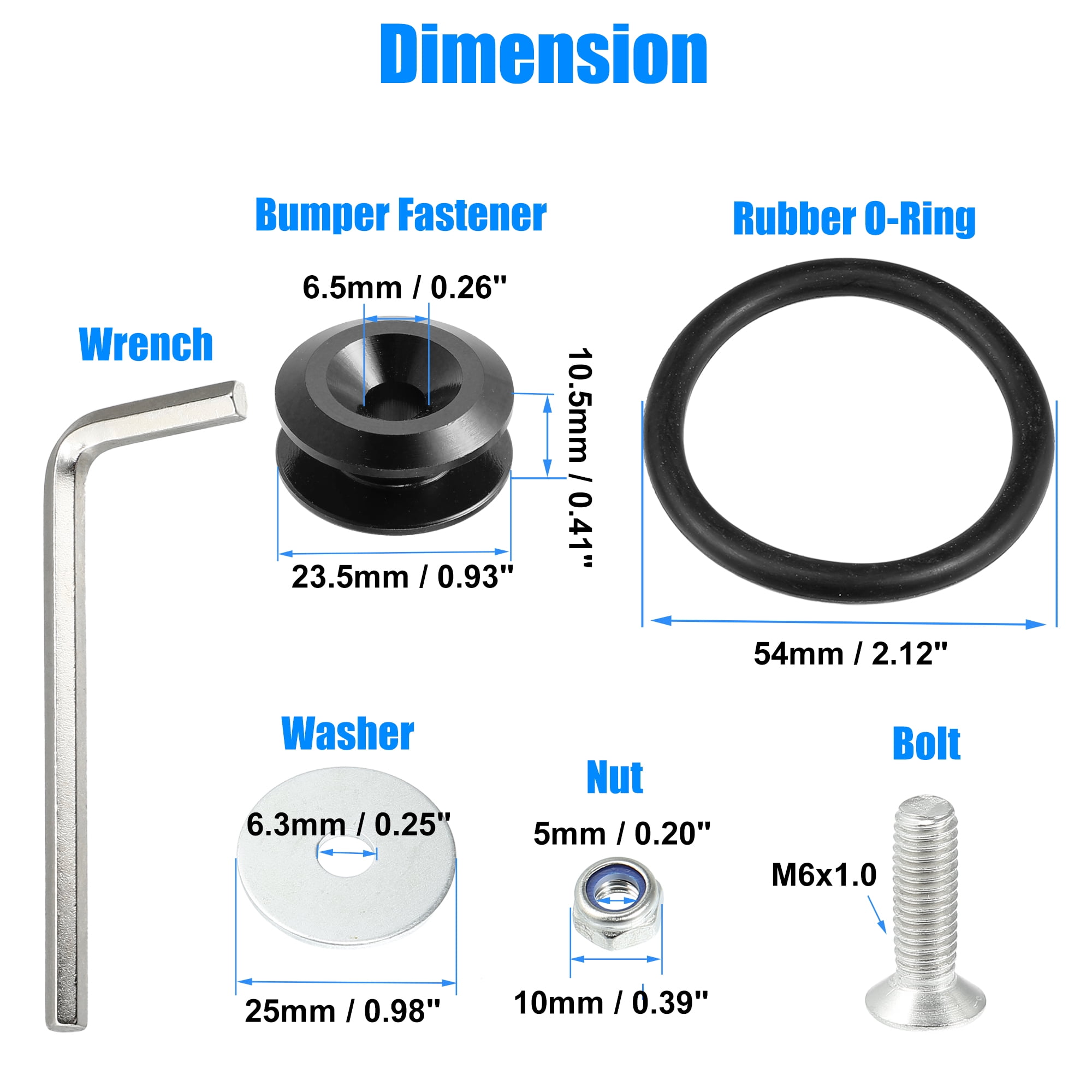 8PCS Rubber O-Ring Car Truck Bumper Quick Release Fastener Replacement