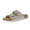 Stone, variant on Logo 100% Genuine Leather Suede Slides for Women, Cushioned Cork Footbed Womens Sandals with Adjustable Buckles and Memory Foam