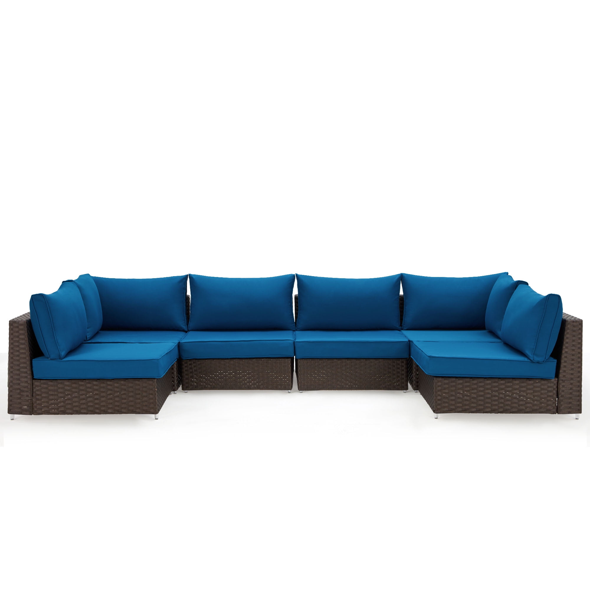 HOMREST Outdoor Replacement Cushions for Patio Furniture,Water-Repellent Sofa Cushions for 6-Seat Rattan Wicker Sectional Patio Conversation Sets,14-Piece Cushions Set for Outdoor Couch(Blue)