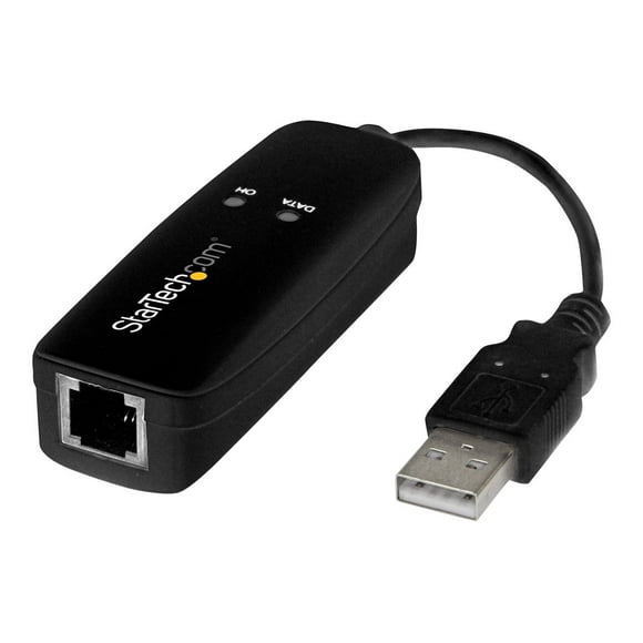 StarTech.com USB 2.0 Fax Modem, 56K External Hardware Dial Up V.92 Modem/Dongle/Adapter, Computer/Laptop Fax Modem, USB to Telephone Jack, USB Data Modem, Network Fax/CMR/POS - 56K V.92 Modem Dongle - Fax / modem - USB - 56 Kbps - K56Flex, V.90, V.92