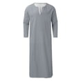 thumbnail image 4 of Men Kaftan Thobe Casual Long Sleeve Mens Summer Robe Button Down Collar Men Clothing Abaya, 4 of 5