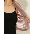 thumbnail image 5 of DARING DIVA Women's Notched Lapel Open Front Fleece Cropped Coat XS Dusty Pink, 5 of 6