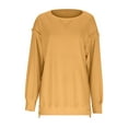 thumbnail image 5 of Patlollav Womens Round Neck Loose Soild Long Sleeve Sweatshirts, 5 of 6