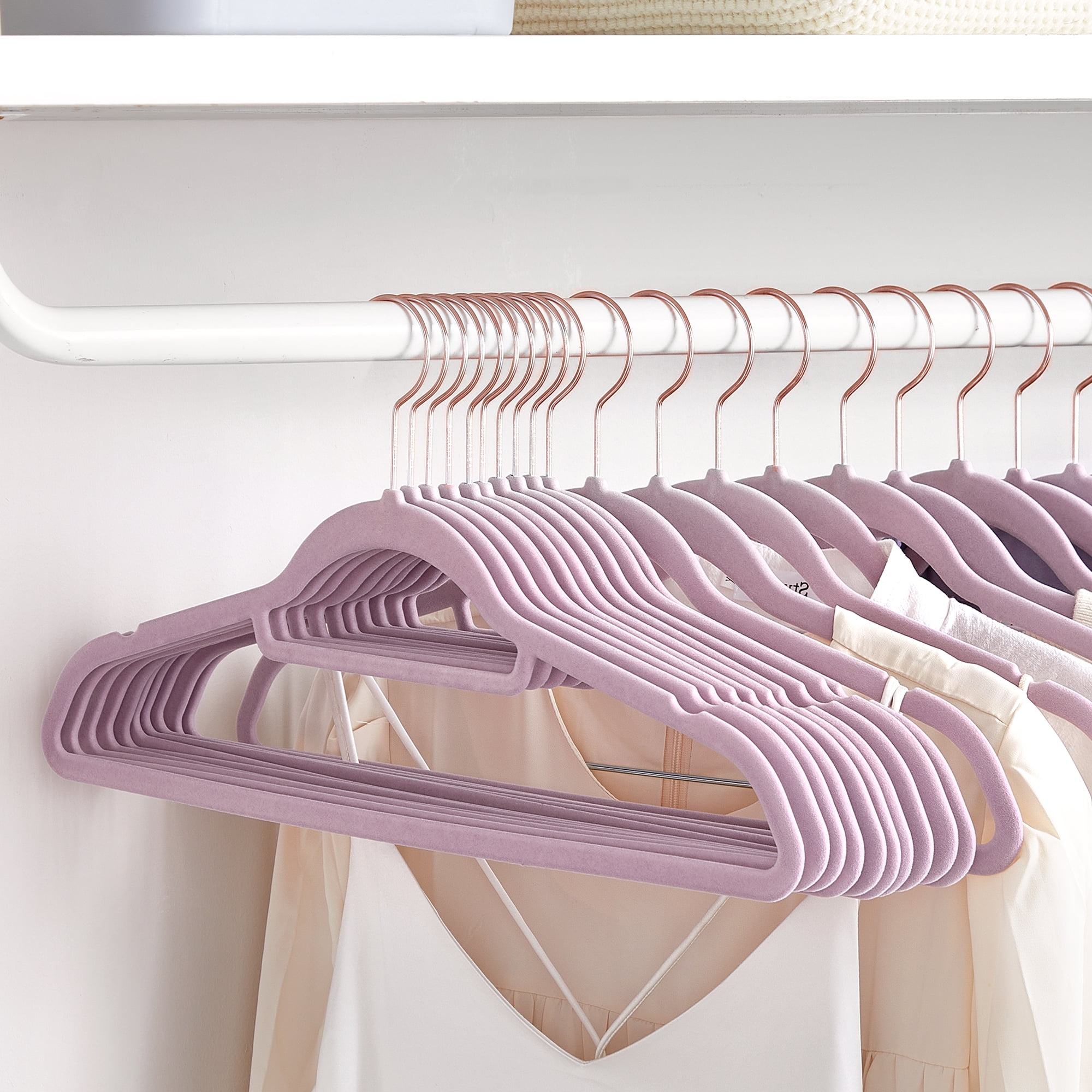 50 Pack Velvet Hangers Clothes Hanger with Swivel Hook Non-Slip for Coat Shirt Dress Pants Tie Lavender Purple