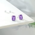 thumbnail image 5 of Gem Stone King 7.00 Ct Octagon 10x8mm Purple Amethyst 14K White Gold Stud Earrings for Women Men, 5 of 5