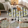 thumbnail image 6 of Summer Fruit Round Living Room Rugs 7 ft, Watercolor Yellow Lemon Rustic Flower Black White Plaid Washable Area Rug with Non-Slip Sturdy Edge Binding Round Carpet for Kitchen Office Bedroom, 6 of 9