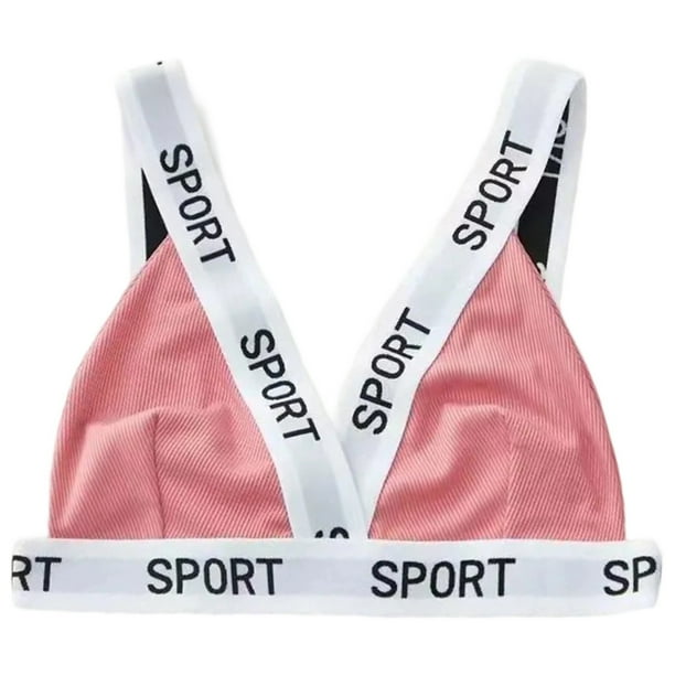 Brasier Tela de Mantequilla Bralette Triangular con Estampado de Letras Acanaladas para Mujer, sin Costuras, Cómodo, Elástico, Suave, sin Aros, para Uso Diario Extra Grande