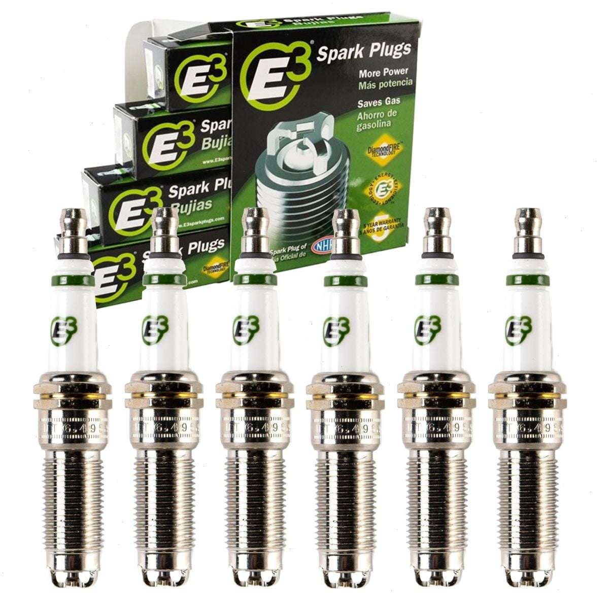 6 pc E3 Spark Plugs compatible with Ford Edge 2.7L 3.5L 3.7L V6 2007-2022