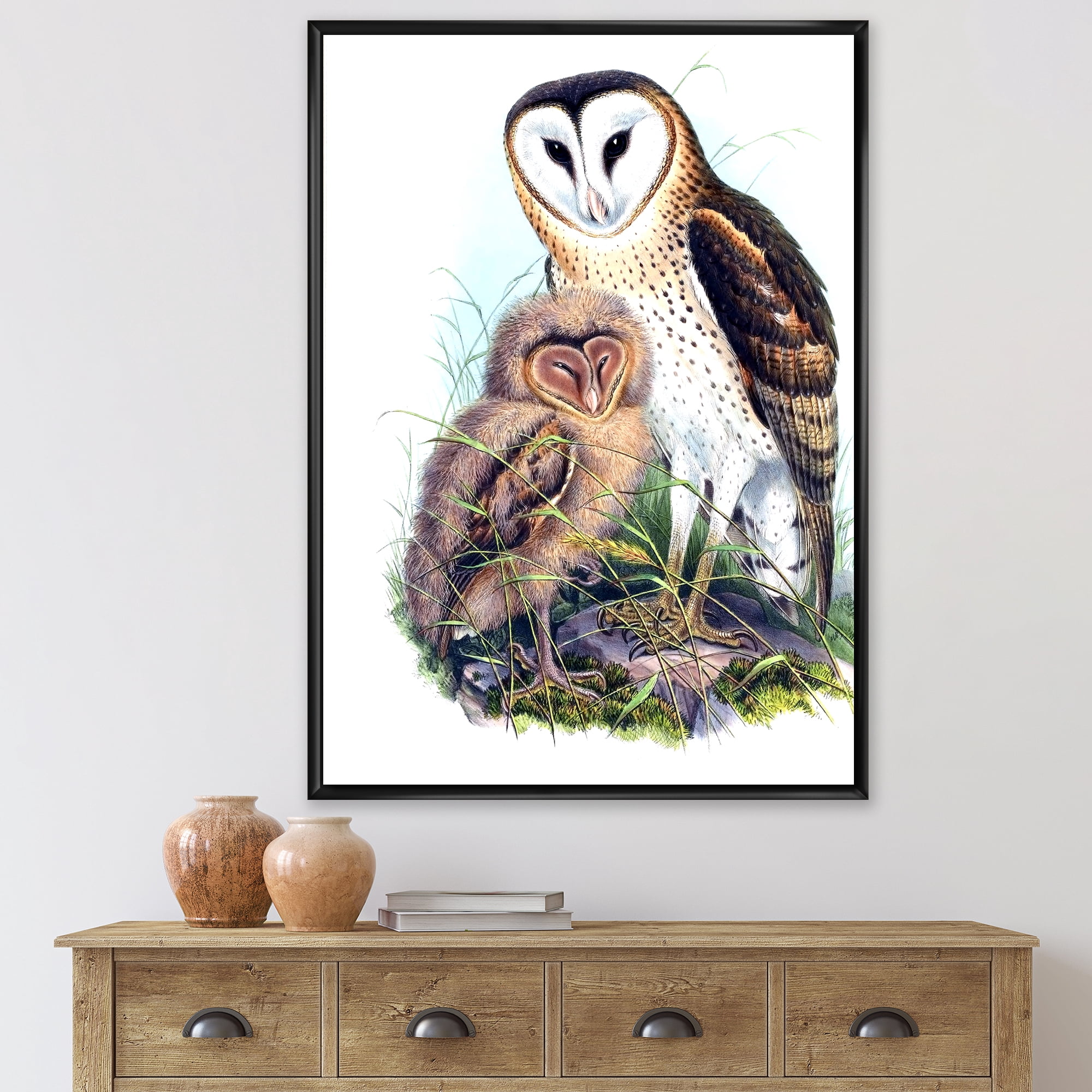 Ancient Birds I 30 in x 40 in Framed Painting Canvas Art Print, by Designart
