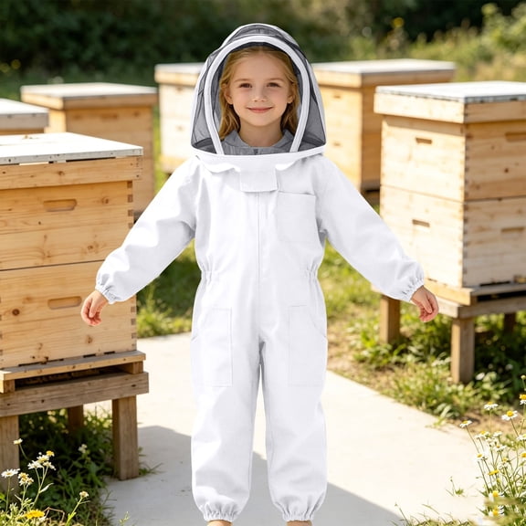 Kids Beekeeper Adventure Jumpsuit With Net – Versatile Outdoor Workwear for Kids Aged 7-12 Years, Durable Multi-Pocket Playsuit for Science Projects and Farm Activities