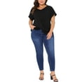 thumbnail image 2 of Agnes Orinda Women's Plus Size Tops Twist Knot V Neck Short Sleeve Summer Casual Blouses 4X Black, 2 of 6