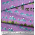 thumbnail image 3 of Soimoi Polyester Crepe Fabric Tree,House & Raindrop Nature Print Sewing Fabric Yard 52 Inch Wide, 3 of 3