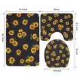 thumbnail image 3 of Black Sunflower Green Leaf Pattern Bathroom Rugs Sets 3 Piece,Toilet Cover Set,Absorbent Non Slip Bathroom Mats Sets with U-Shaped Contour Rug Toilet Rug Set, 3 of 5